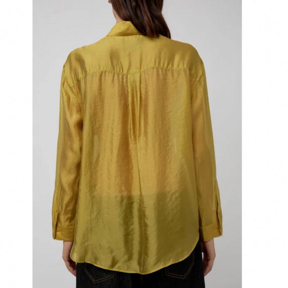 NEW No.6 Ilya Shirt - Citron Yellow Semi Sheer Buttondown Retro - Picture 3 of 10